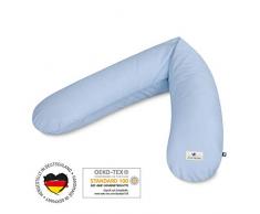 Julius Zöllner4661040317 Coussin dallaitement, coussin de grossesse, rembourrage de flocons particulièrement agréable et souple Bleu uni Env. 180 cm