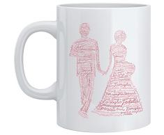 Feel Good Art WEDDING-MUG-01IT Tasse en céramique avec Motif typographique Moderne 9.2 x 8 x 8 cm Red Tones