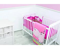 Tots by Smart Rike 240–110 Parure de lit Joy Hippo, comprenant Couverture, Quilt, 100 x 120 cm, tour de lit, 32 x 176 cm, drap-housse, 140 x 70 cm Rose