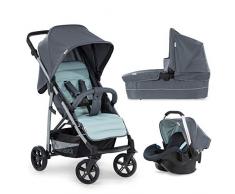 Hauck Rapid 4 Plus Trio Set Poussette Combinée 3 en 1 jusquà 25 kg avec Nacelle + Siège Auto Cosi + Poussette avec Position Couchée de 0 Mois, Poignée Réglable, Compacte - Gris Menthe