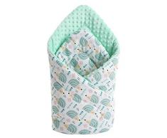 Couverture demmaillotage Minky - 100 % Coton - 75 x 75 cm - Douce et Double Face Toute lannée - Multifonction - Antiallergique - pour bébés - Menthe et Minky
