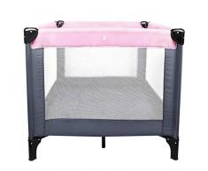 Todeco - Lit Pliable de Voyage, Parc pour Enfants - Charge maximale: 25 kg - Accessoires: (1x) Sac de transport - Standard CE, 93 x 93 x 76 cm, Rose/Gris foncé