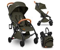 Lionelo Julie Buggy petite poussette pliante buggy jusquà 15 kg moustiquaire chancelière porte-gobelet panier panier sac de transport bandoulière à transporter (Forest Green)