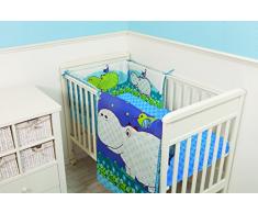 Tots Bots par Smart à goûter, 112 Lit Lit Parure de lit Joy hippot composé de couette 100 x 120 cm, fabriqué à partir de 100% laine, en satin Garnissage 100% PES et courtepointe : Tour de lit : 32 x 176 cm drap-housse 140 x 70 cm Bleu/vert