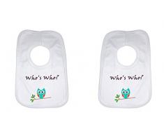 Who Lot de 2 bavoirs jumeaux pour bébé