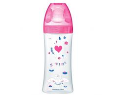 Dodie-Biberon Sensation 330ml FUSHIA CYGNES +6 mois tétine plate débit 3