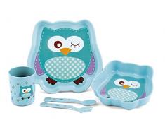 Lulabi 3195 Set de vaisselle en forme de chouette Bleu clair