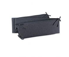 BEMINI - Tour de lit - 20x180 cm - Gris anthracite chiné - en Kilty - pour lit de 60x120 et 70x140 cm - Attache par nouettes - Certifié Oeko-Tex
