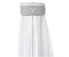 Nordic Coast Lit Bébé Couronne Auvent avec broderie, Blanc/gris