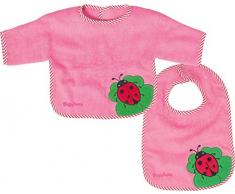 Playshoes 507423 Ensemble de bavoirs à manches et bavoirs en velcro Motif coccinelle Rose