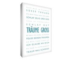 Little Helper drbg128–07rg Feel Good Art Tableau sur toile le Rêves Gross Typographie moderne Bleu pétrole 30 x 20 CM avec blanc