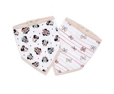 aden + anais essentials - Bavoir Bandana à Pression, DISNEY, Bavoir Bébé Réglable,Minnie, Doux et Absorbant, Fait en Mousseline 100% Coton, pour Nouveaux-nés, pour Fille, Multicolore, Lot de 2