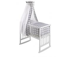Schardt Berceau Bébé Multifonctionnel Vario Blanc avec Textiles Vichy Grey