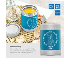 reer ColourDesign Boîte de conservation pour aliments pour bébé en acier inoxydable avec fond antidérapant Bleu 300 ml
