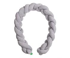 LULANDO Tour de Lit Tresse, Bébé Sécurité, velours doux de très bonne qualité, Existe en deux tailles : 200 cm et 300 cm, fabriqué dans lUnion européenne (200 cm, Grey)