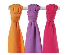 XKKO BMB070030A Lot de 3 langes en bambou pouvant servir à emmailloter un enfant, pour lallaitement, comme alèse ou couverture légère 70 x 70 cm Multicolore