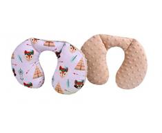 Medi Partners Coussin de nuque pour enfant 100% coton/Minky Baby pour voiture, voiture, voyage, dormir, cou (indien avec beige)