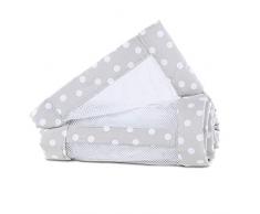 babybay Tour de Lit en Maille-Piqué Convient pour Modèle Maxi Boxspring Comfort/Comfort Plus Gris Perle avec Pois Blancs 1 Unité