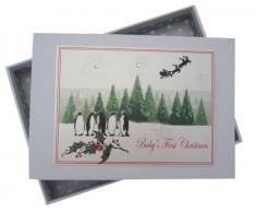 White Cotton Cards Babys First Christmas arbres de Noël et Pingouin Gamme Mini album photo