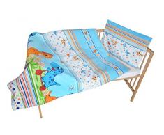 cosing 332–019–172 Enfant Parure de lit 2 pièces Coton – Dino Bleu