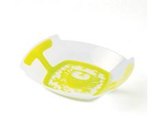 plastorex Assiette Micro-Ondable en Polypropylène Transparent Décor Chouette/Bordure Jaune Tilleul Opaque