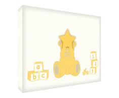 Feel Good Art Ours de Nounours Mignon Bloc Cadeau de Naissance Décoratif en Acrylique/Transparent Jaune 21 x 14,5 x 2 cm