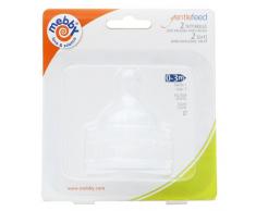 Mebby Tétines à Écoulement Léger Anti-Coliques pour Biberon Pes et Verre - Pack de 2 - 3 mois