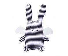 TROUSSELIER - Doudou Musical - Ange Lapin - Coton imprimé Marinière - Musique Roméo & Juliette - 24 cm de haut - Moderne Chic - Idéal Cadeau de Naissance - Lavable en Machine - Colori Bleu