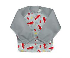 green sprouts Snap & Go Easy-wear manches longues Bavoir (12-24 mois, Grey Firetruck)