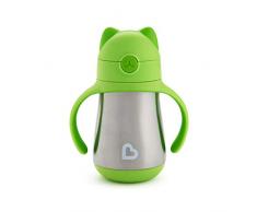 Munchkin Tasse en Acier Inoxydable avec Paille, Vert