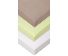 Lot de 3 Draps housse Bambou pour lit bébé 60x120 anis blanc taupe