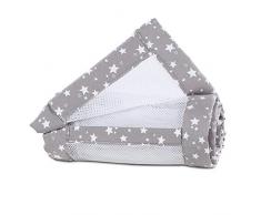 babybay Tour de Lit en Maille-Piqué Convient pour Modèle Maxi Boxspring Comfort/Comfort Plus Taupe avec Étoiles Blanc 1 Unité