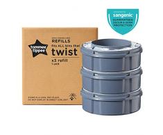 Tommee Tippee Recharges de Poubelle à Couches pour Twist & Click et Sangenic TEC, Protection Anti-Odeur et Anti-Germe Garantie, Lot de 3