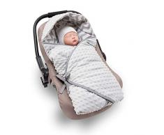 Sevira Kids - Couverture enveloppante en minky - REVERSIBLE - universelle et multi-usage pour siège auto (ZigZag Gris)