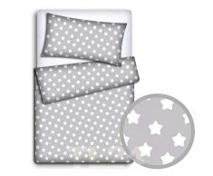 Ensemble Literie Bébé Housse de Coussin + Couette Housse 2PC Pour Lit de Bébé - Grand Blanc Stars Sur Gris Fond