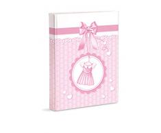Mareli Album photo, rose, naissance de fille, avec journal, 23 x 30 cm, 56 pages blanches et 4 pages journal personnalisables, pages en carton épais et résistant intervallées par Pargamino