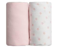 Lot de 2 draps housse rose uni + étoilé Babycalin - 70 x 140 cm