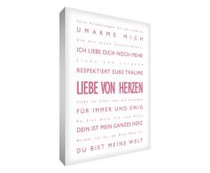 Little Helper LVDP1216-17RG Feel Good Art Toile pour décoration murale avec citations en allemand Thème : « Liebe von Herzen » Typographie moderne Rose/Blanc 40 x 30 cm