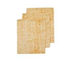 Meyco 458020 Lot de 3 gants de toilette en mousseline 100% coton avec motif Ocre Jaune 21 x 17 cm