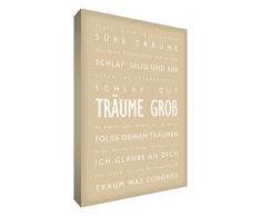 Little Helper drbg128–001 G Feel Good Art Tableau en toileRêves, grand Typographie moderne Beige 30 x 20 CM
