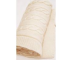 WALLABOO Couverture Tricotée pour Bébé Noa 100% Laine Mérino Naturel 90 x 70 cm 1 Unité WBN.0515.4909 Beige