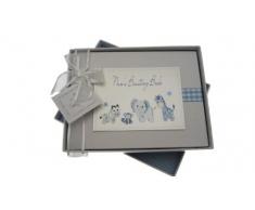 White Cotton Cards Album photos Motif jouets avec inscription Nans Boasting Book Vichy bleu