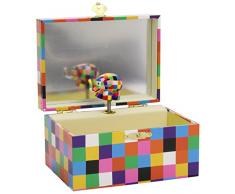 TROUSSELIER - Elmer lEléphant - Boîte à Trésors & Bijoux Musicale - Idéal Cadeau Enfant - Musique Sérénade de Schubert - Colori Multicolor
