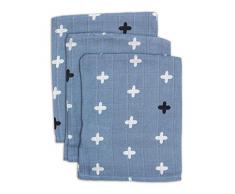 Briljant Baby Lot de 3 gants de toilette hydrophile Crozzz Silver Blue pour bébé et enfant