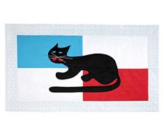 Igolo 100% Coton artisanal tapis avec une chat pour chambre lavable en machine gris