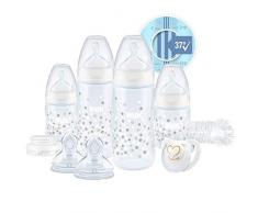 NUK First Choice+ Perfect Start Ensemble Biberon/Sucette Genius Tétines en Silicone Contrôle de Température sans BPA Transparent Garçon/Fille 10 0-18 Mois