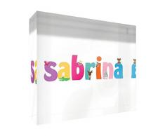 Feel Good Art Diamant poli/Souvenir pour bébé Symboliquement pour la chambre de bébé en design mignon (7,4 x 10,5 x 2 x 2 cm, petit, doux, jaune, Love avec bébé empreintes)