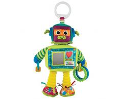 TOMY Lamaze - Peluche Jouet dActivités Rusty Le Robot L27089, Peluche Bébé à Clip pour Berceau ou Poussette, Jouet Multi-Activités avec Miroir dEveil Bébé, Convient à la Naissance, Multicolore