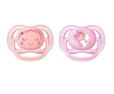 Philips Avent SCF345/20 2 sucettes ULTRA aérées - Rose/Orange - Décor Fleuri - 0/6 mois