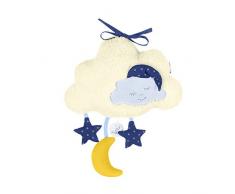 Sterntaler Peluche Musicale, Nuage en Peluche avec lune et étoiles, Boîte à Musique Remplaçable, Taille: L, Blanc